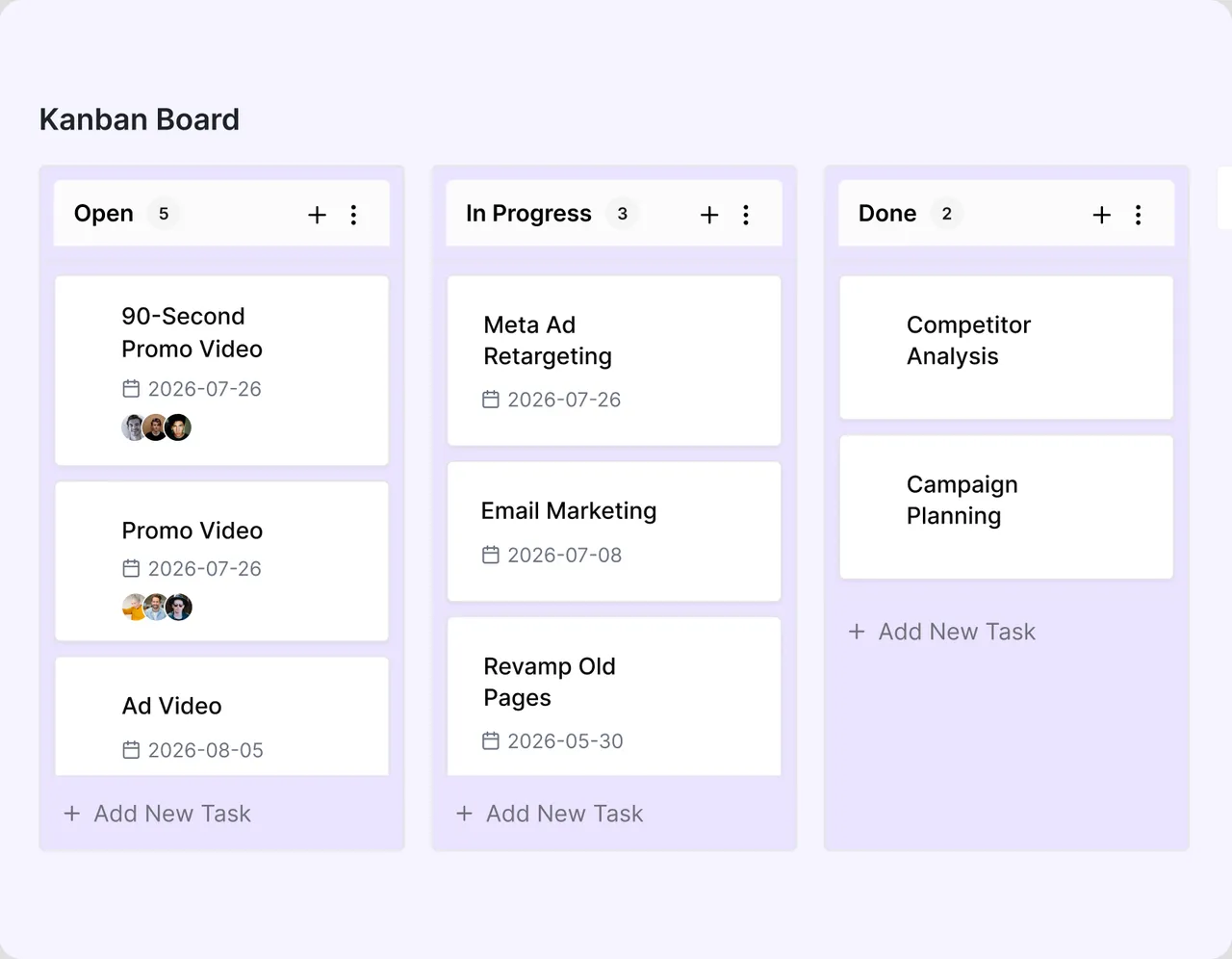 Kanban board view