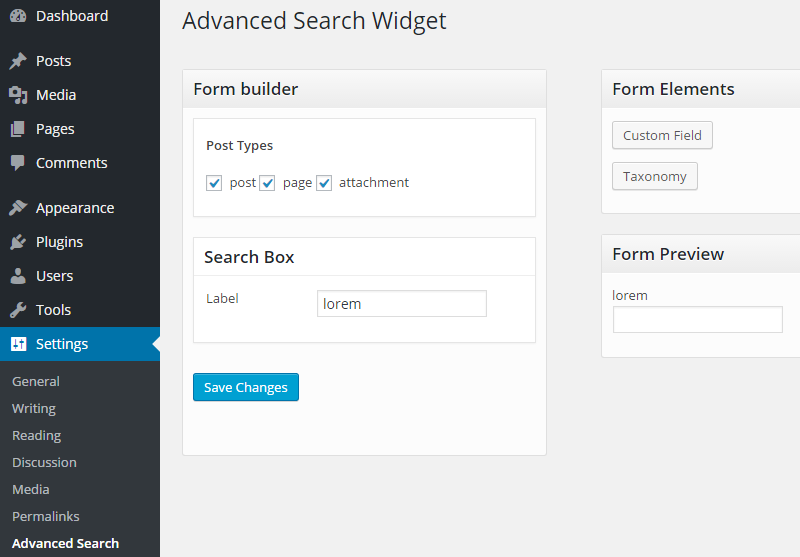 Advanced Search Widget — Advanced search widget