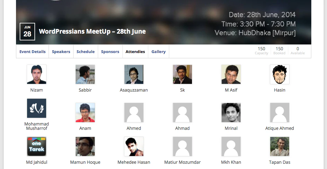 Meetup — meetup attendee listing