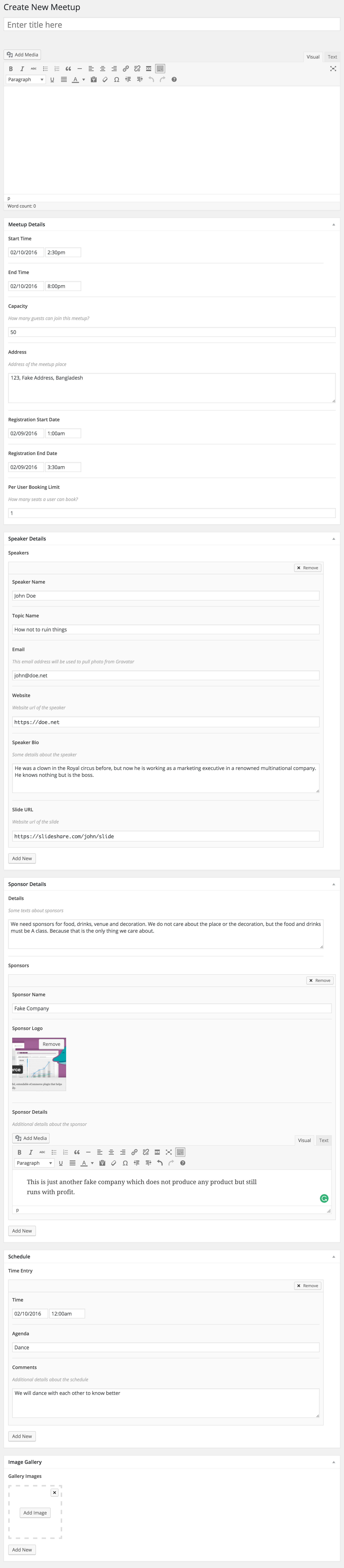 Meetup — meetup create meetup