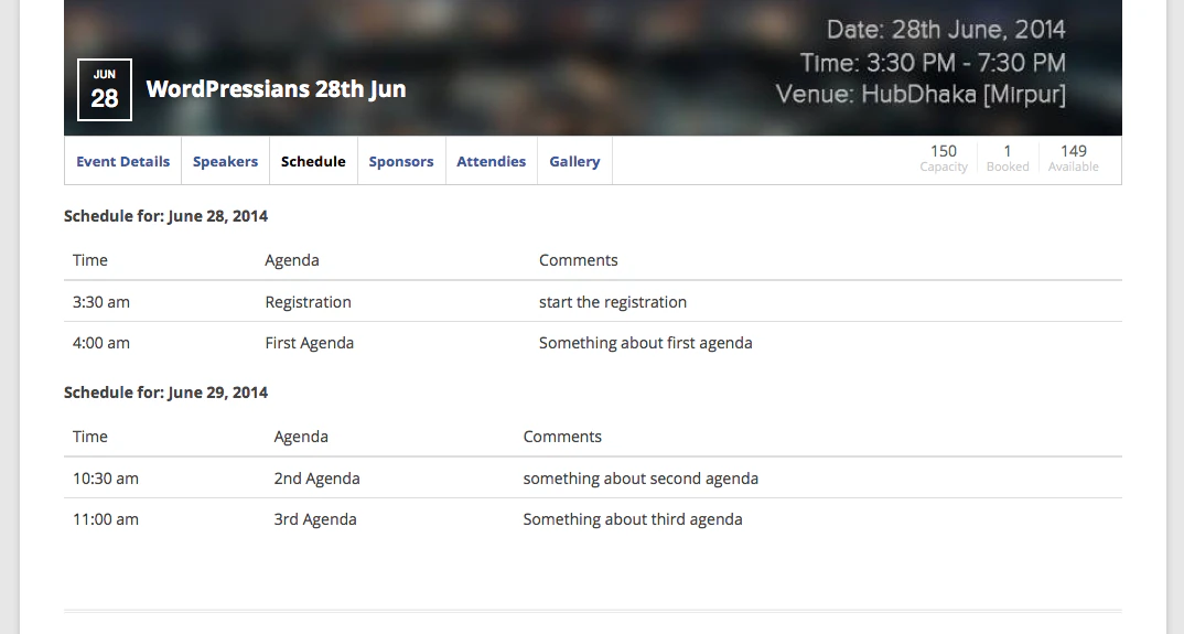 Meetup — meetup schedule
