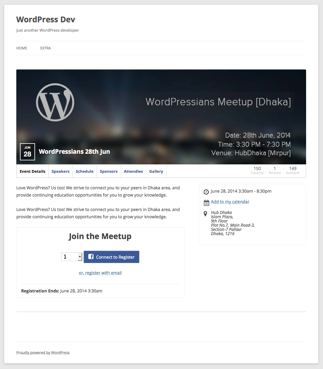 Meetup — meetup single event