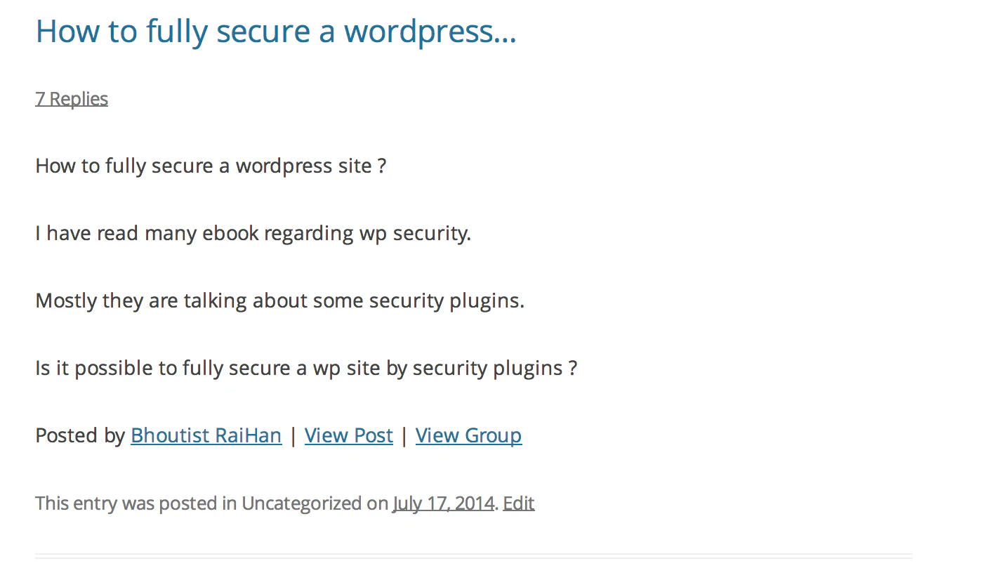 Facebook Group to WordPress — fb2wp posts in frontend