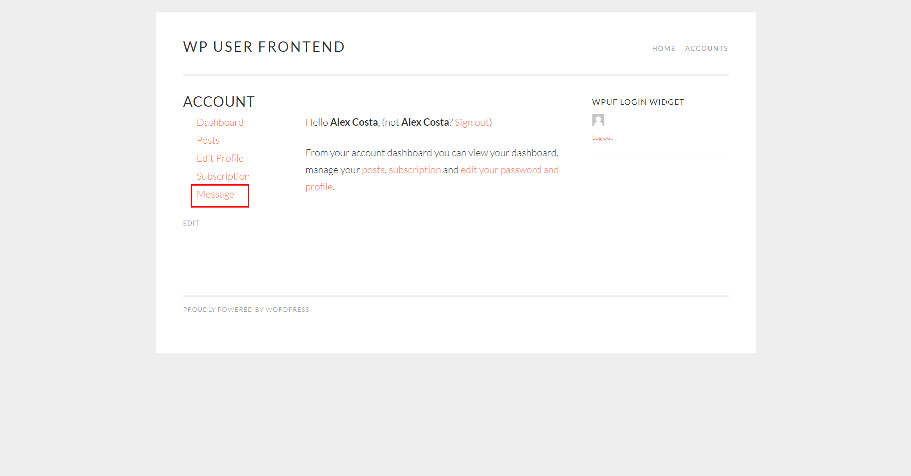 wpuf-account-message-option