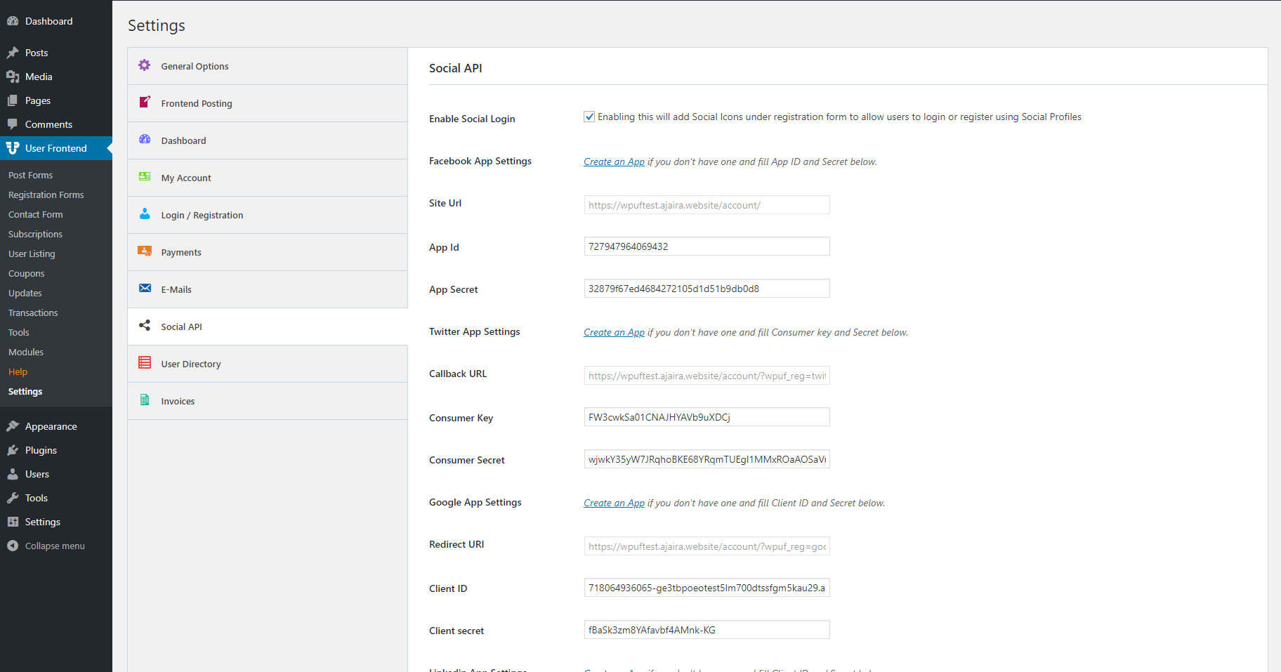 wpuf-settings-social-api